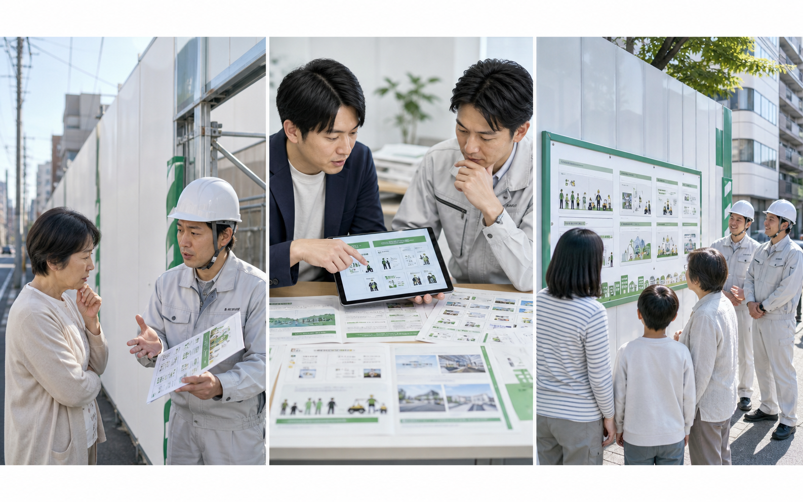 近隣説明や工事のお知らせを伝わりやすくする紙芝居風イメージ