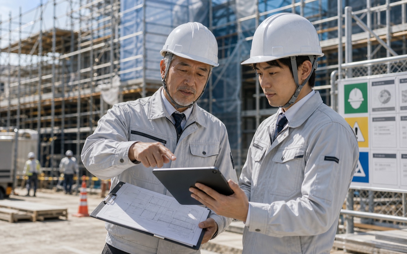 建設会社が現場の声を経営課題として整理している様子