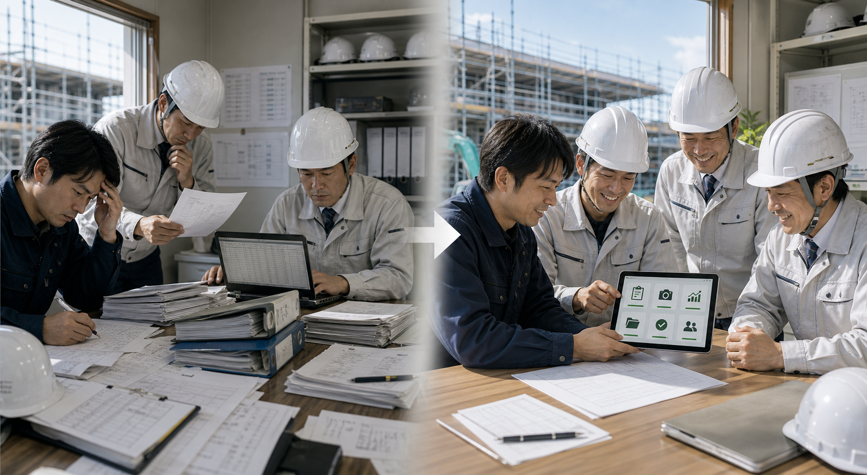 紙やExcelの作業が現場アプリで便利になる様子